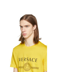 T-shirt à col rond imprimé jaune Versace