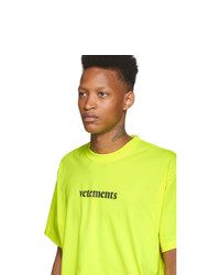 T-shirt à col rond imprimé jaune Vetements