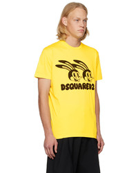 T-shirt à col rond imprimé jaune DSQUARED2