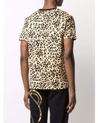 T-shirt à col rond imprimé léopard beige Moschino