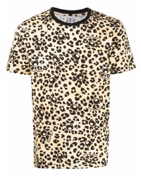 T-shirt à col rond imprimé léopard beige Moschino