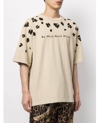 T-shirt à col rond imprimé léopard beige Dolce & Gabbana