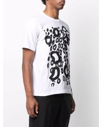 T-shirt à col rond imprimé léopard blanc et noir Black Comme Des Garçons