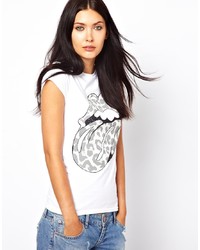 T-shirt à col rond imprimé léopard blanc Amplified