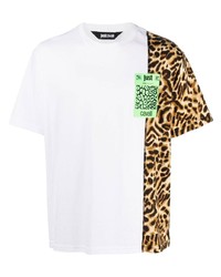 T-shirt à col rond imprimé léopard blanc Just Cavalli