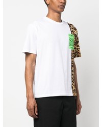 T-shirt à col rond imprimé léopard blanc Just Cavalli