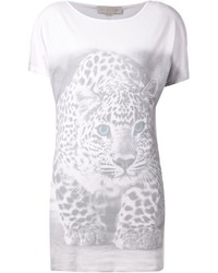 T-shirt à col rond imprimé léopard blanc Stella McCartney