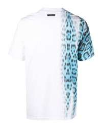T-shirt à col rond imprimé léopard bleu clair Roberto Cavalli
