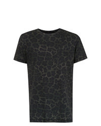 T-shirt à col rond imprimé léopard gris foncé