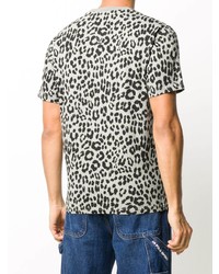 T-shirt à col rond imprimé léopard gris Kenzo