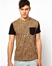 T-shirt à col rond imprimé léopard marron clair Criminal Damage