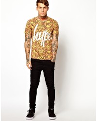 T-shirt à col rond imprimé léopard marron clair Hype