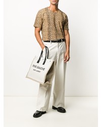 T-shirt à col rond imprimé léopard marron clair Saint Laurent