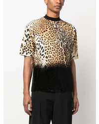 T-shirt à col rond imprimé léopard marron clair Roberto Cavalli