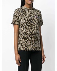 T-shirt à col rond imprimé léopard marron Etro
