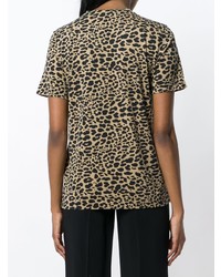 T-shirt à col rond imprimé léopard marron Etro