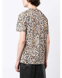T-shirt à col rond imprimé léopard marron Moschino