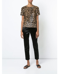 T-shirt à col rond imprimé léopard marron Rosetta Getty