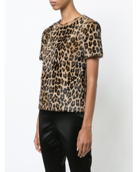 T-shirt à col rond imprimé léopard marron Rosetta Getty