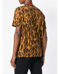 T-shirt à col rond imprimé léopard moutarde Versace
