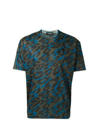 T-shirt à col rond imprimé léopard multicolore