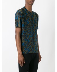 T-shirt à col rond imprimé léopard multicolore DSQUARED2