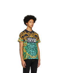 T-shirt à col rond imprimé léopard multicolore VERSACE JEANS COUTURE