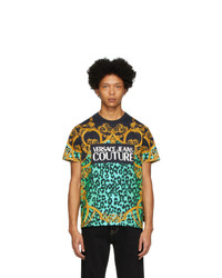 T-shirt à col rond imprimé léopard multicolore VERSACE JEANS COUTURE