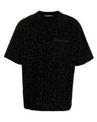 T-shirt à col rond imprimé léopard noir Dolce & Gabbana