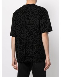 T-shirt à col rond imprimé léopard noir Dolce & Gabbana