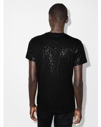 T-shirt à col rond imprimé léopard noir Balmain