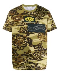 T-shirt à col rond imprimé léopard olive