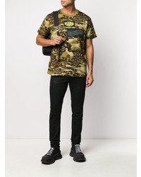 T-shirt à col rond imprimé léopard olive Givenchy