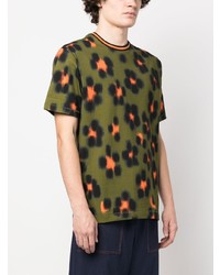 T-shirt à col rond imprimé léopard olive Kenzo