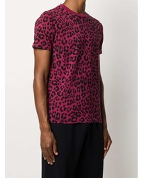 T-shirt à col rond imprimé léopard pourpre Kenzo