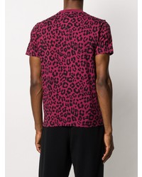 T-shirt à col rond imprimé léopard pourpre Kenzo