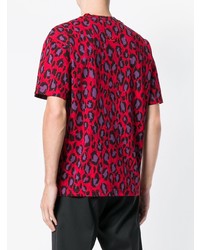 T-shirt à col rond imprimé léopard rouge Kenzo