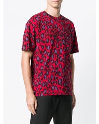 T-shirt à col rond imprimé léopard rouge Kenzo