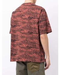 T-shirt à col rond imprimé léopard rouge Kenzo