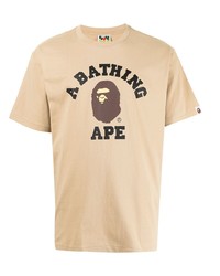 T-shirt à col rond imprimé marron clair A Bathing Ape