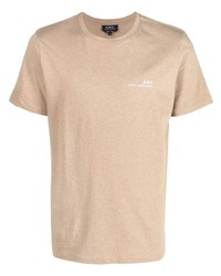 T-shirt à col rond imprimé marron clair A.P.C.