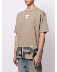 T-shirt à col rond imprimé marron clair AAPE BY A BATHING APE