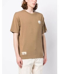 T-shirt à col rond imprimé marron clair AAPE BY A BATHING APE