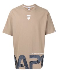 T-shirt à col rond imprimé marron clair AAPE BY A BATHING APE