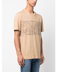 T-shirt à col rond imprimé marron clair Brioni