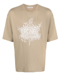 T-shirt à col rond imprimé marron clair Acne Studios