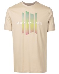 T-shirt à col rond imprimé marron clair Armani Exchange