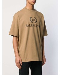 T-shirt à col rond imprimé marron clair Balenciaga
