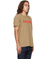 T-shirt à col rond imprimé marron clair DSQUARED2