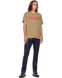 T-shirt à col rond imprimé marron clair DSQUARED2